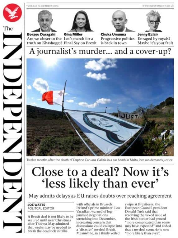 The (UK) Independent: 'There is a complete cover up' says Matthew Caruana  Galizia – Manuel Delia
